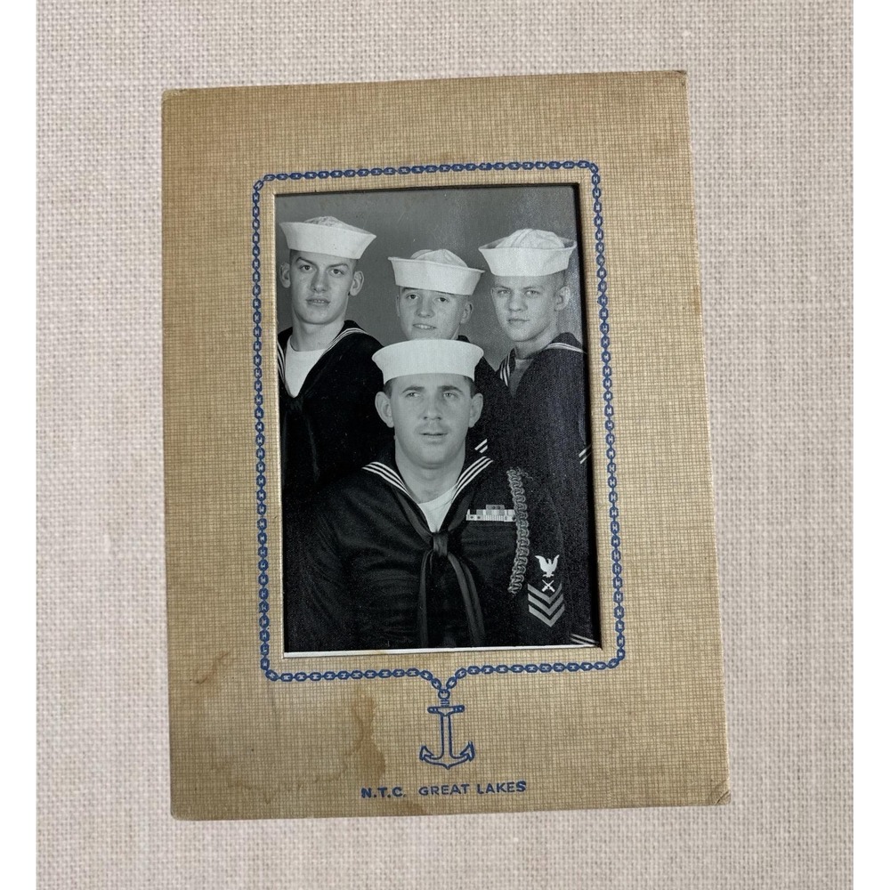 Antique VTG 40's Photograph Portraits N.T.C. Great Lakes Navy Boot Camp Sailors